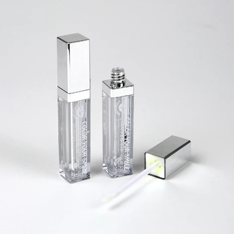 
customizable portable screen printing empty silvery cosmetic packaging lipgloss tube 