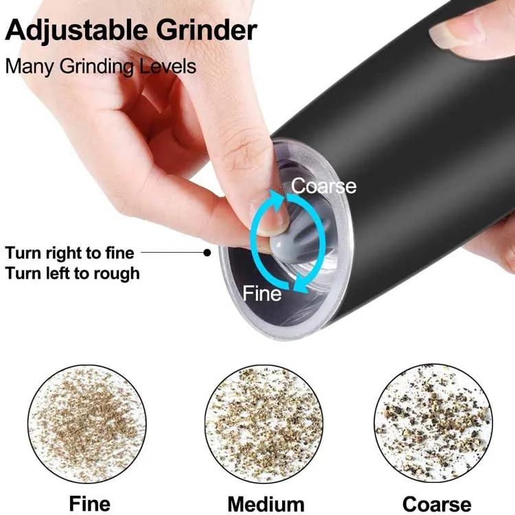 Amazon Hot sale Automatic Gravity Battery Operated Electric Salt and Pepper Grinder Pepper Mill
