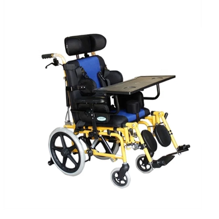 
Children cerebral palsy medical handicapped height adjustable seat reclining manual lightweight wheelchair 