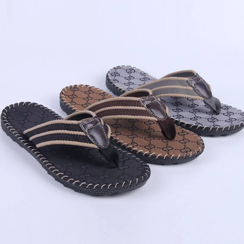 2019 new design summer anti slip flat flip flops for men beach cotton custom wholesale slippers