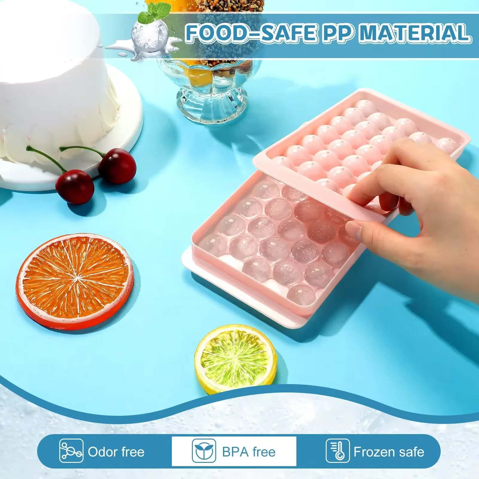 Mini Ice Round Ball Whiskey Sphere Ice Ball Maker Easy To Release Mold 33 Cavity Mini Hockey Puck Mold With Lid