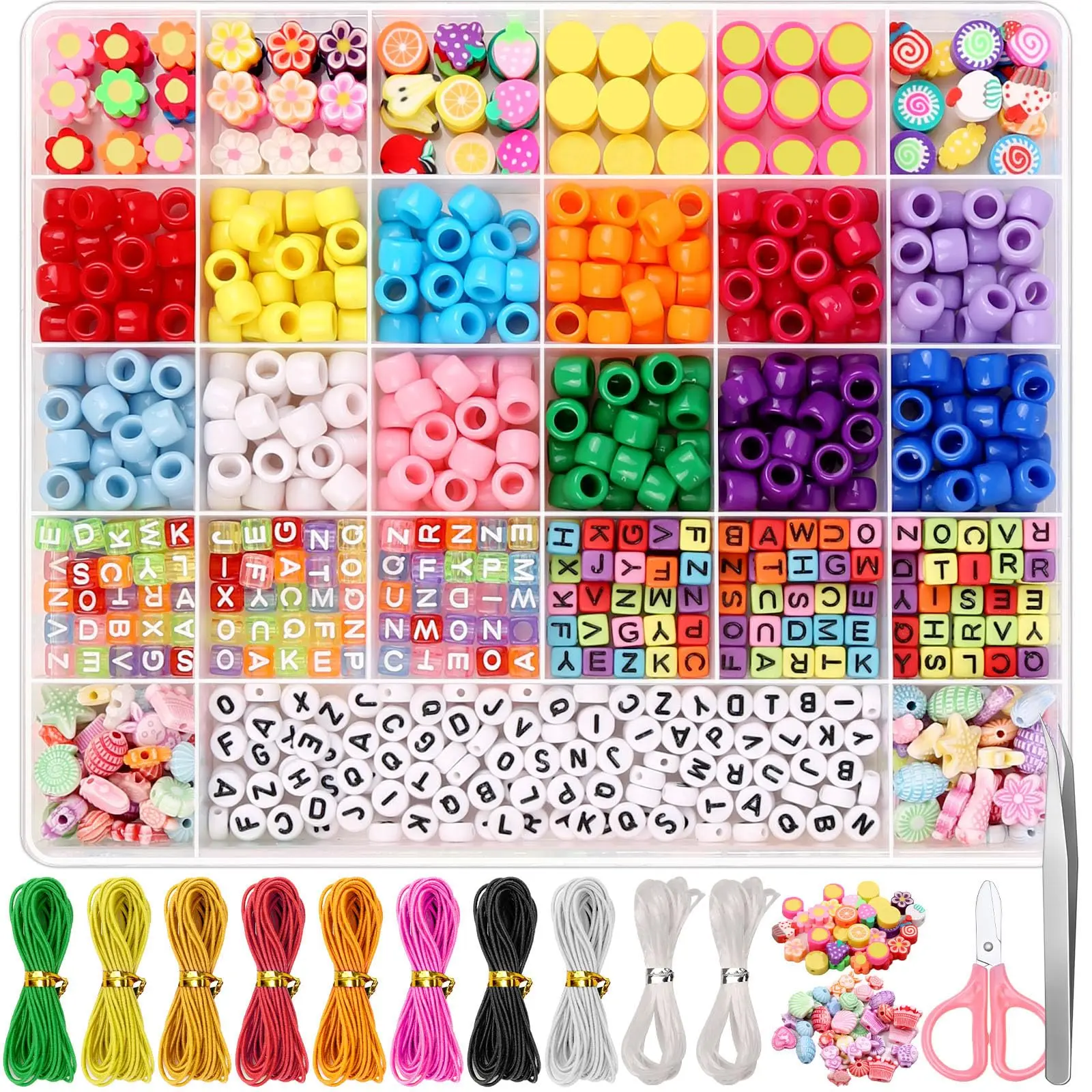 Factory Custom Colorful Bracelet Making Bead Kits Pony Polymer Fruit Clay Charm Letter Beads for Bracelet Jewelry Making