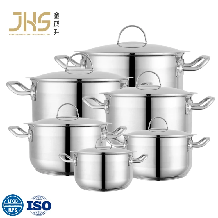 Factory price high quality soup pot kitchen cooking cookware set stainless steel pots casserole With Steel Lid