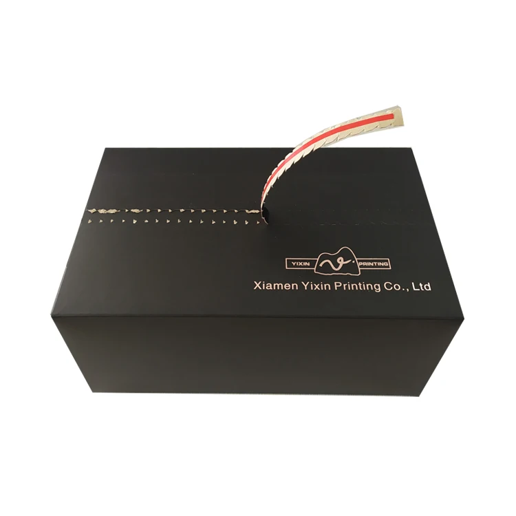 Xiamen wholesale logo printing black outer paper protected packing box for gift packaging