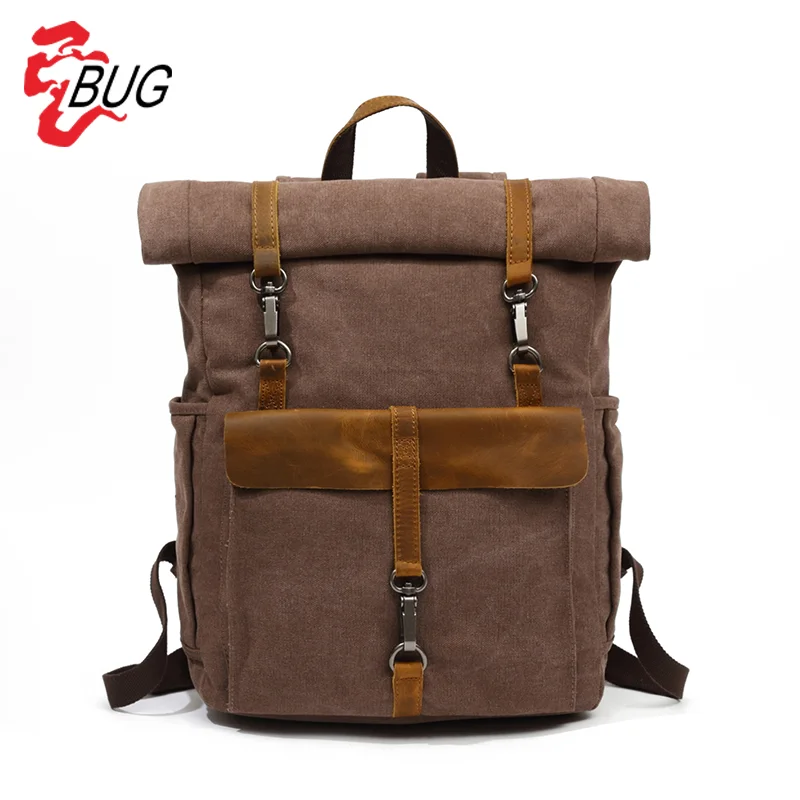 2023 Classical hot selling popular canvas with real leather other backpacks tactical backpack