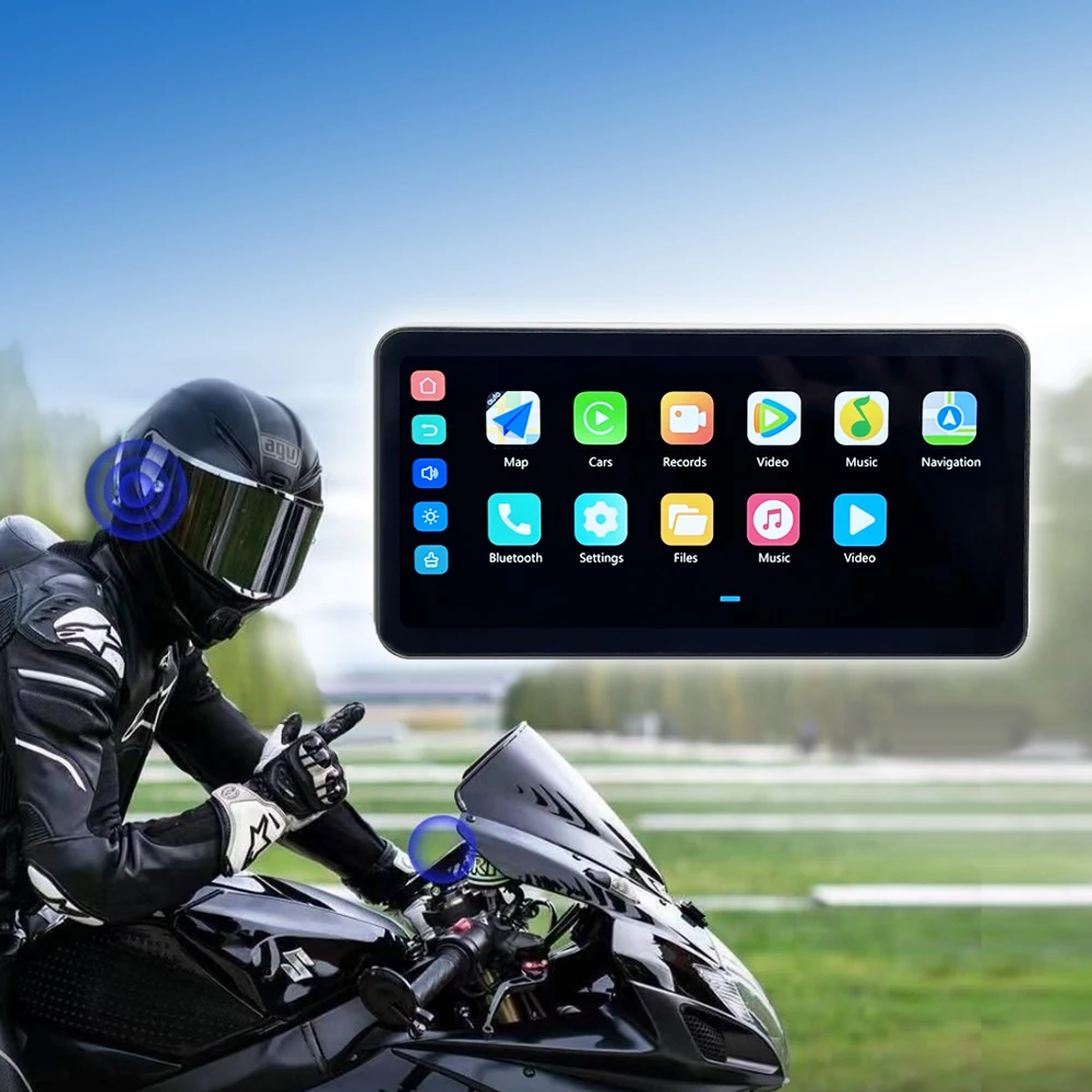 VJOYCAR 6.3inch Wireless IPS Motorcycle Screen Waterproof IPX7 Support Carplay Android Auto Bike Navigation TPMS Monitor