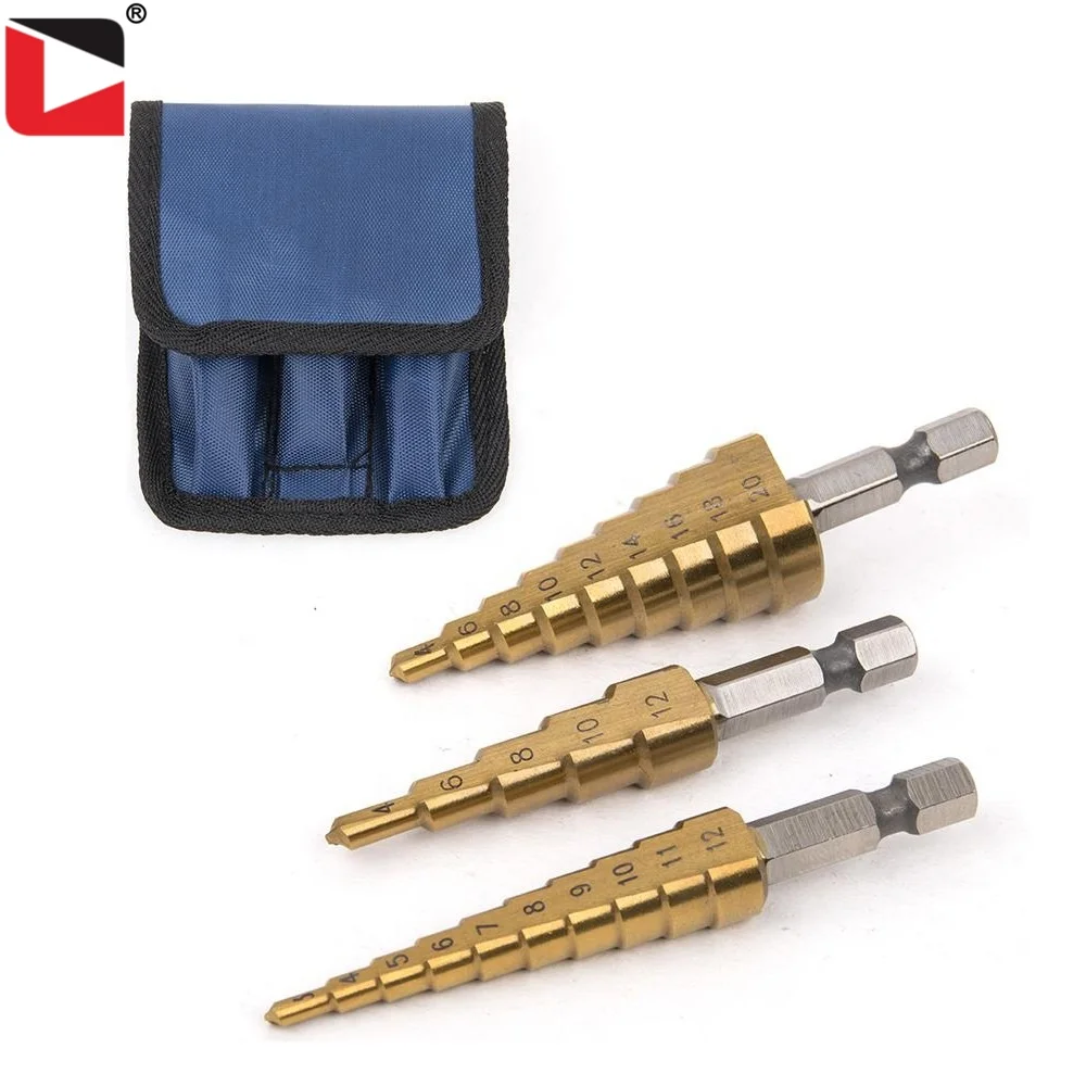 3-12mm 4-12mm 4-20mm Hss titanium step drill bit set