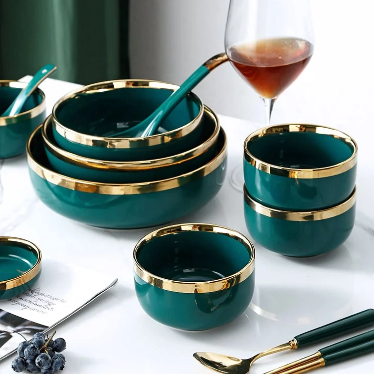 Wholesale Phnom Penh Ceramic Tableware Set Instant Noodle Bowl Fruit Plate Saucer Dish Spoon