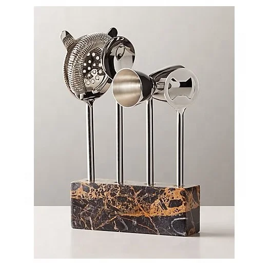 Stainless Steel Premium Quality Bar Tools Set of 7 pc with wooden stand