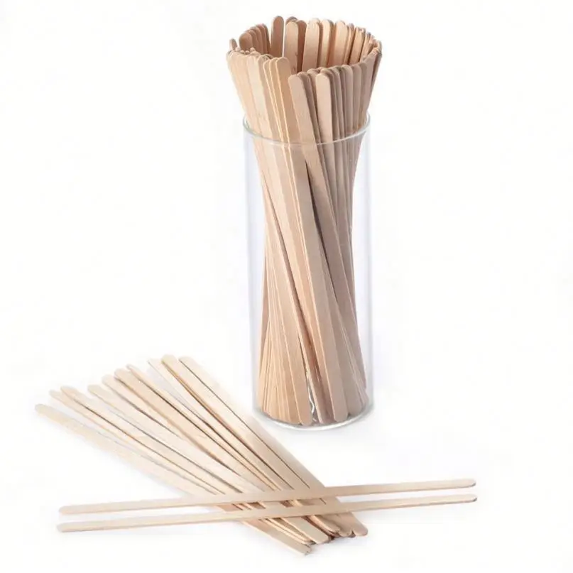 Custom Eco Friendly Disposable Wooden Coffee Stirrer With Round Head