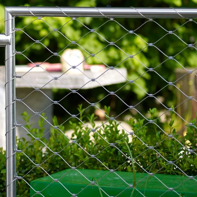 SS304 316 Knitted stainless steel wire rope  mesh fence and stainless steel cable wire mesh fence