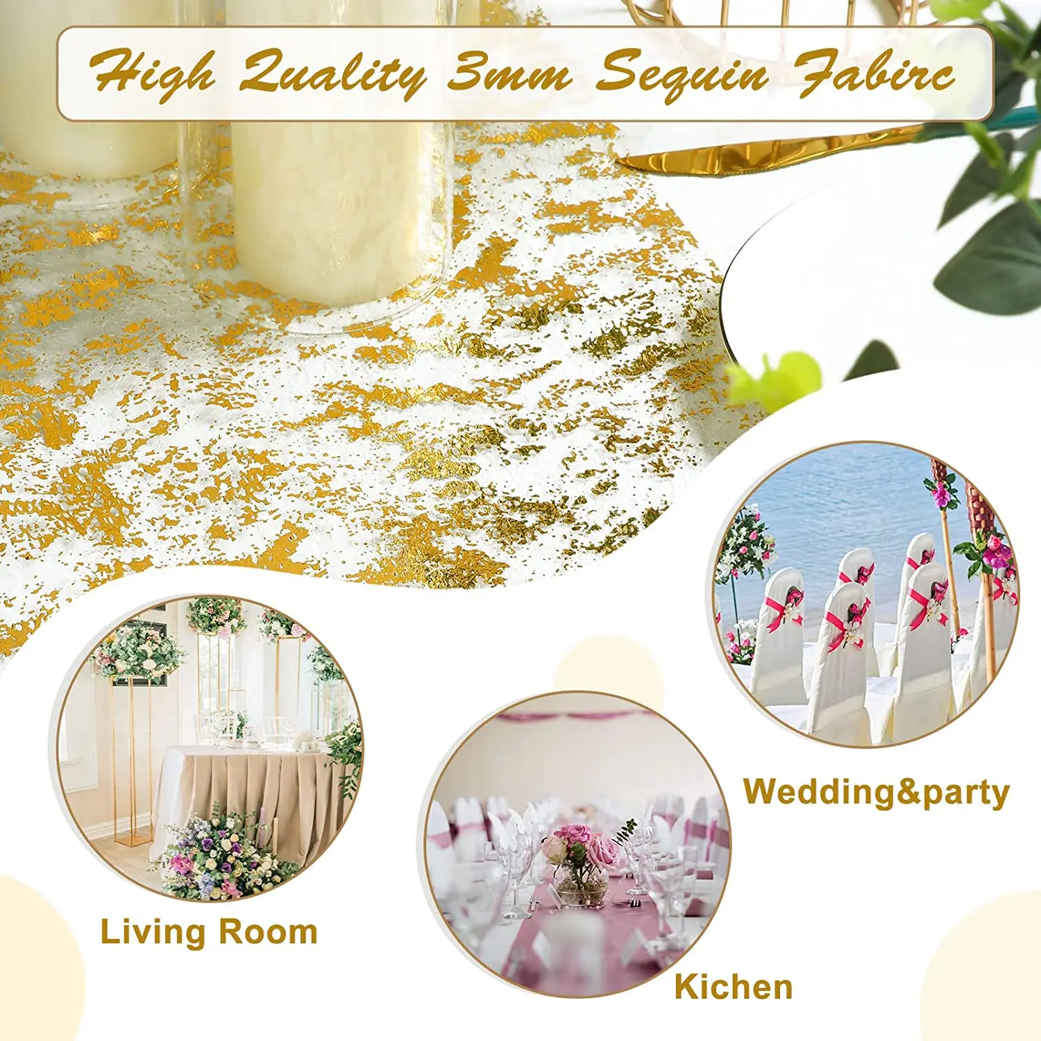 Tabletex металлический золотой тонкий стол рулон блестки Золотая фольга сетка настольные дорожки декоративные