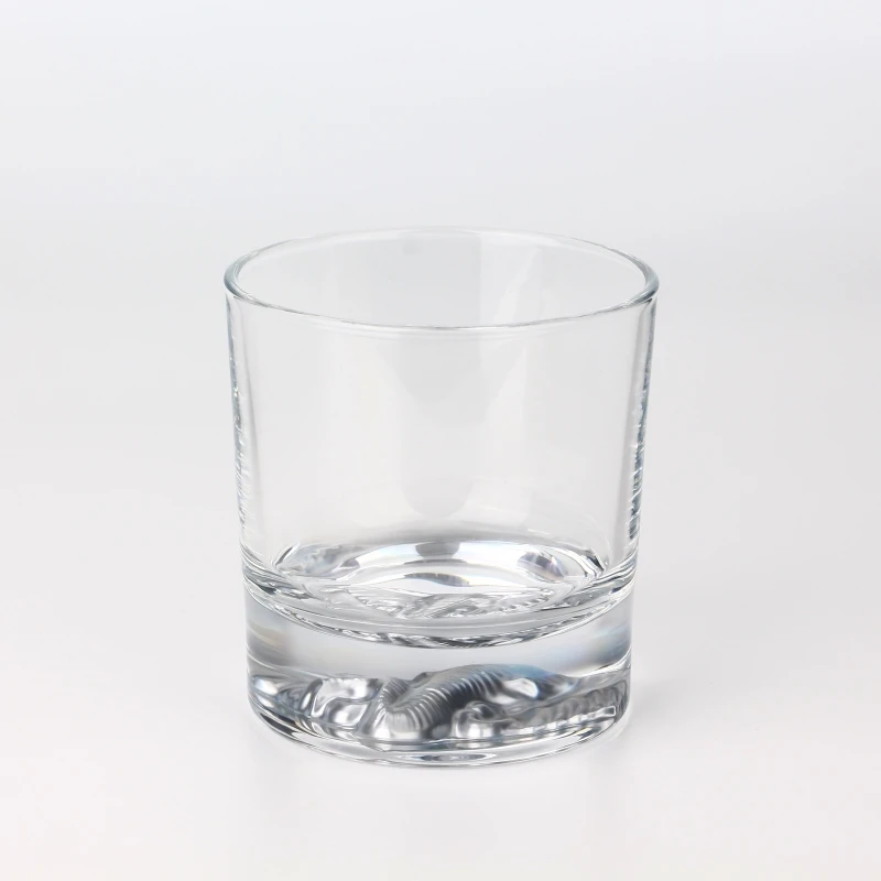 Round shape drinking glass whiskey cups  10 oz good quality custom whisky glass thick bottom with animal logo