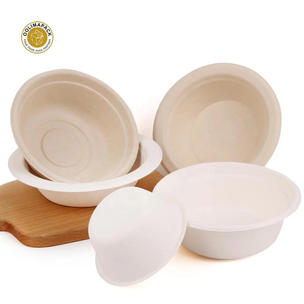 500-1300ml Biodegradable Compostable Round Base Paper Salad Bowl