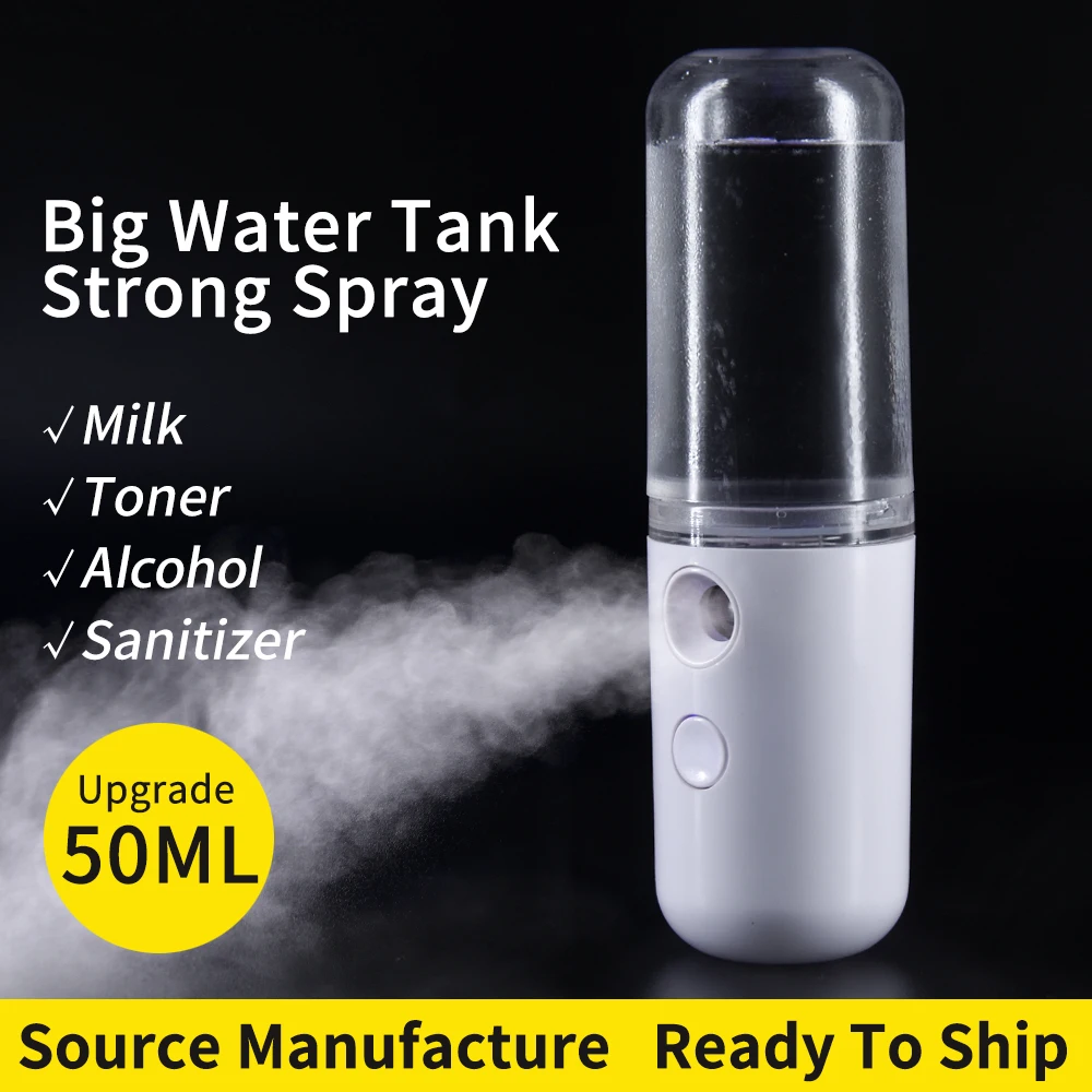 50ml Large Tank Portable Face Mist Spray Moisturizing Device Min Facial Vaporizer Steamer Machine Nano Mist Sprayer
