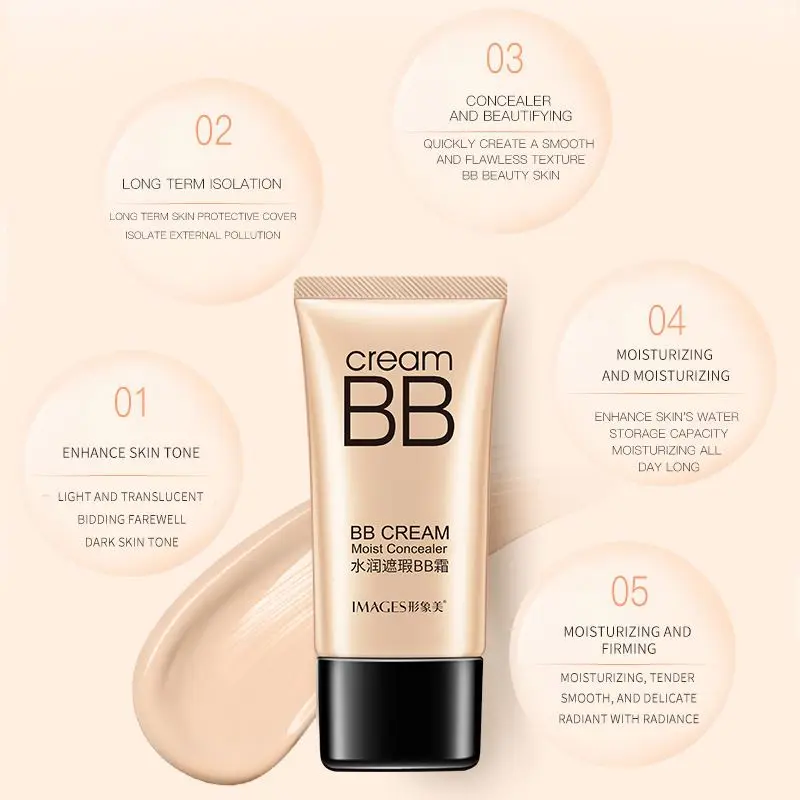 OEM IMAGES private label custom moisturizing natural white face BB for makeup foundation cream