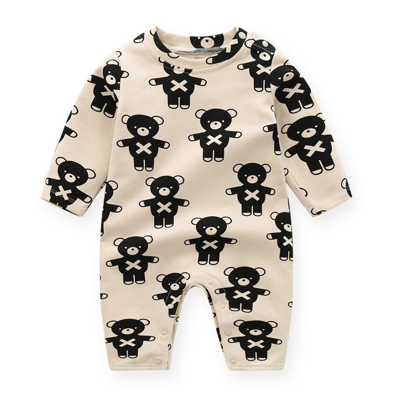 Long Sleeve Unisex Newborn Baby Premium Toddler Clothes Solid Color Baby Button Girls Bodysuit Plain Ribbed Baby Romper