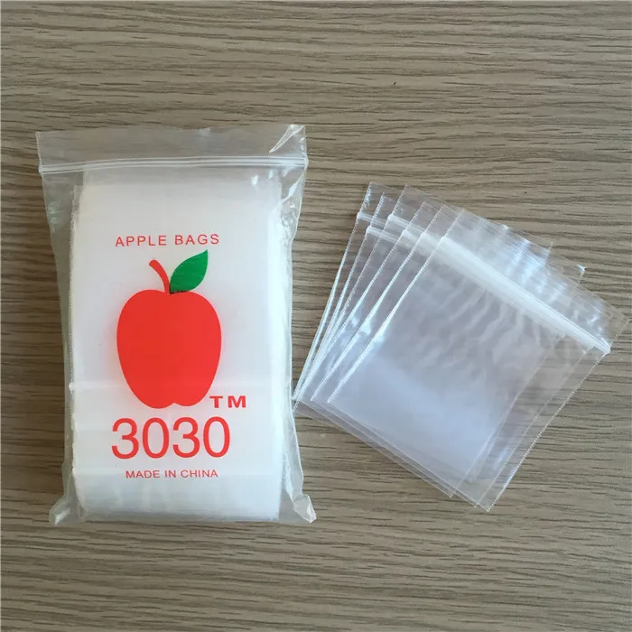 YURUI Factory Customized Transparent Zip Lock Packaging PE Reclosable Apple Ziplock Small Plastic Mini Zipper Bag for Jewelry