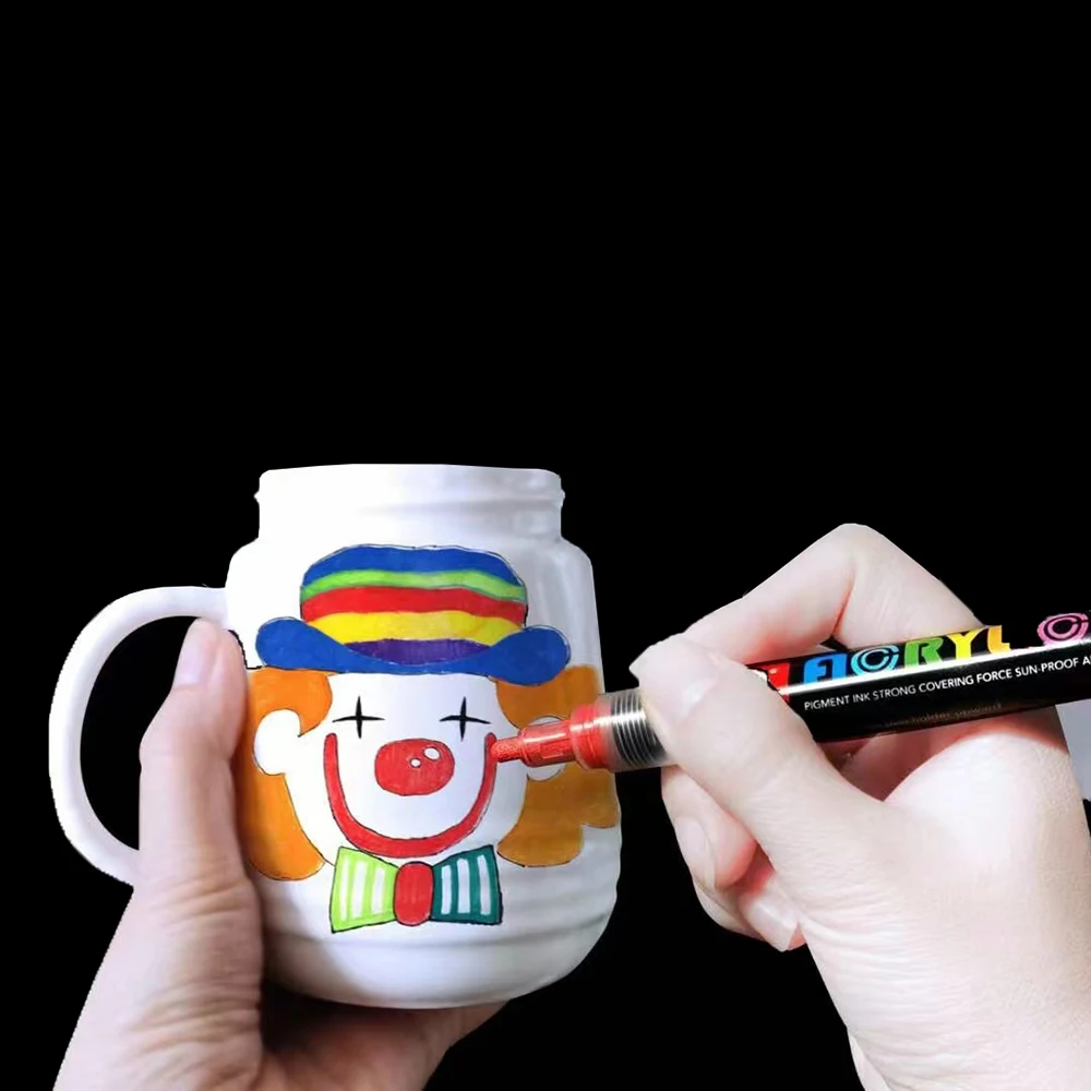 Acrylic Paint Pens,12 Colors Paint Pen Acrylic Paint Markers for Rock Painting Wood Ceramic Fabric Canvas Metal Glass,0.7mm Tip