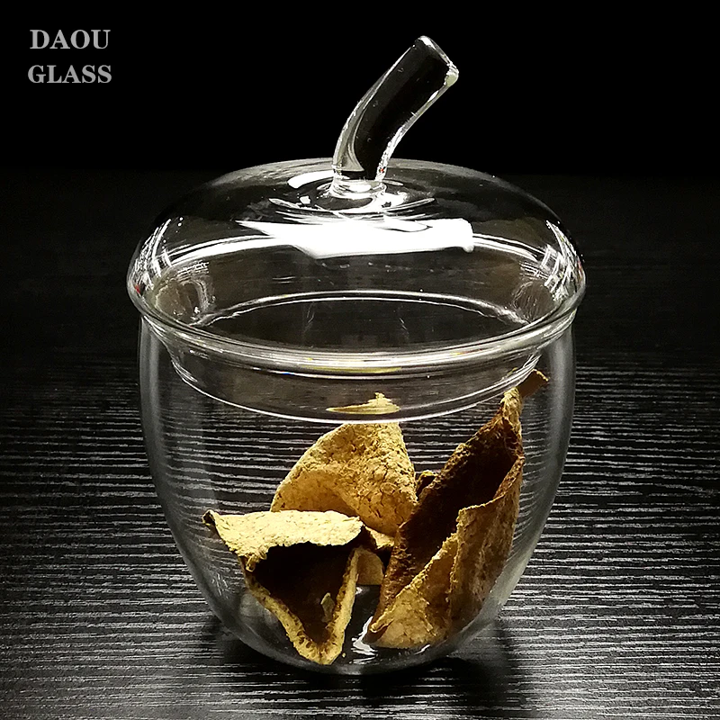 Hot home decor health super light apple shape  glass jar food container with lid
