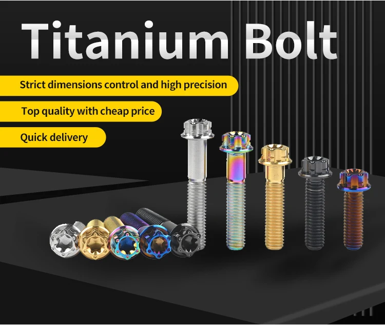 M4 M6 M8 M10 Gr5 Titanium Motorcycles Bolts Fasteners Flange Titanium Screws For Bicycle
