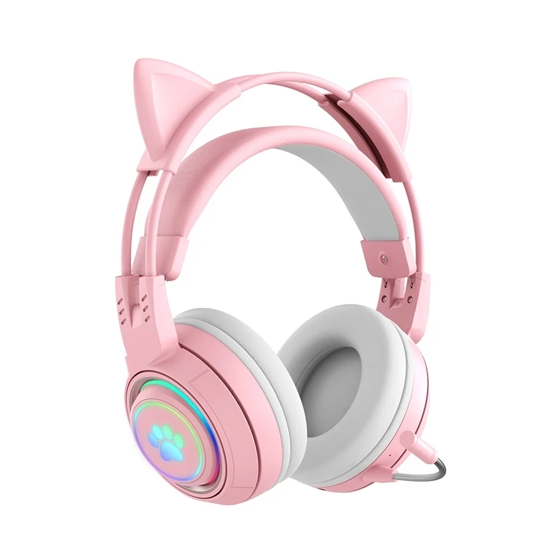 Brand New T25 RGB Stereo Cat Ear Headphones with Detachable Microphone Wireless Headphones