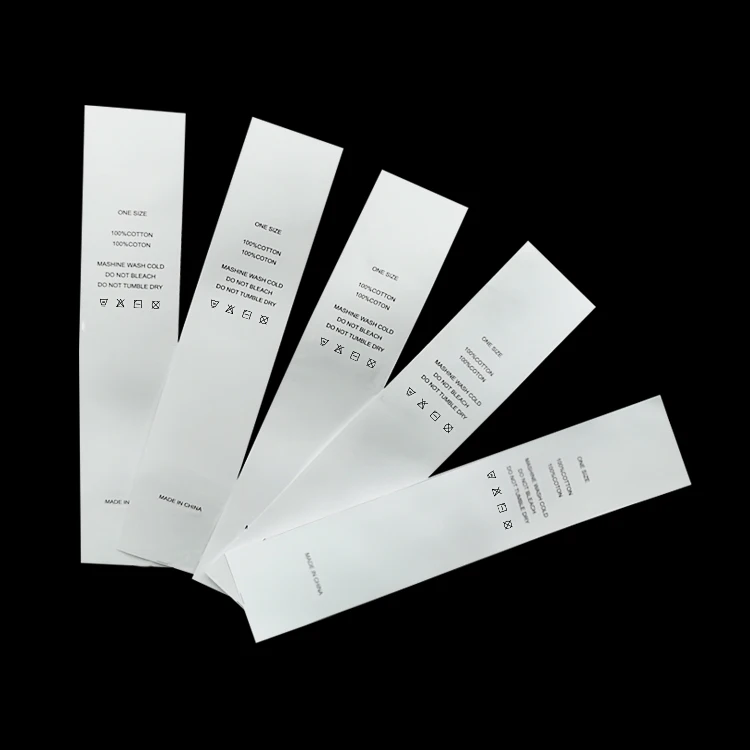 
Custom cheap clothing care label garment white wash labels 