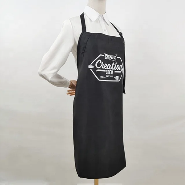 Cheap Custom Logo Printed Cotton Polyester Kitchen Cooking Cleaning Chef Apron