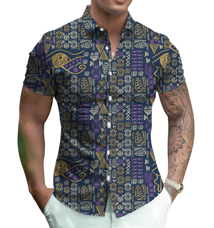Wholesale Custom Printed Top Clothes Mens Satin Short Sleeve Hawaiian Shirts For Men