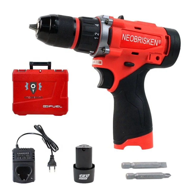 NEOBRISKEN 12V Cordless Impact Drill Dual Speed Multifunctional Electric Drill with Lithium Battery Brushless DIY Electric Drill