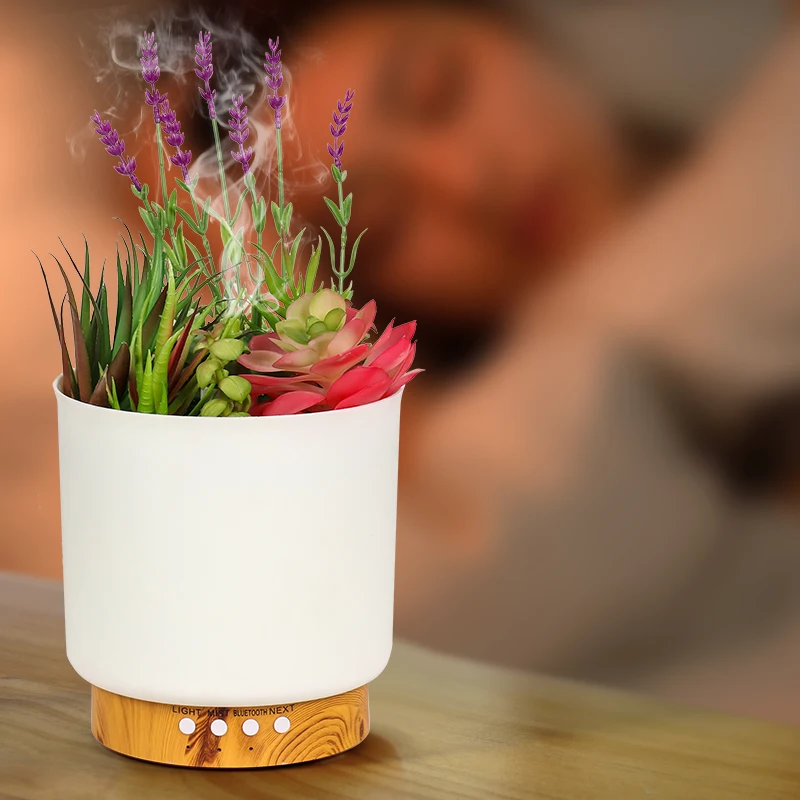 2023 New Design bluetooth Desktop plants ultrasonic air humidifier aroma with bluetooth speaker