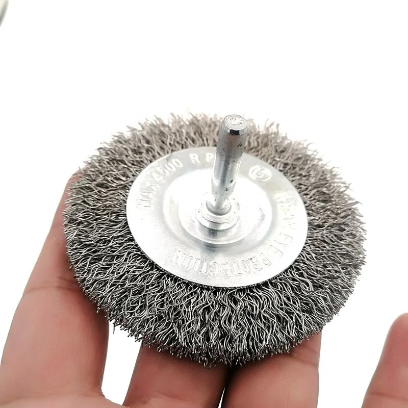 Hot Selling 100mm OD Shaft Mounted Flat Wire Brush Stainless Steel Wire