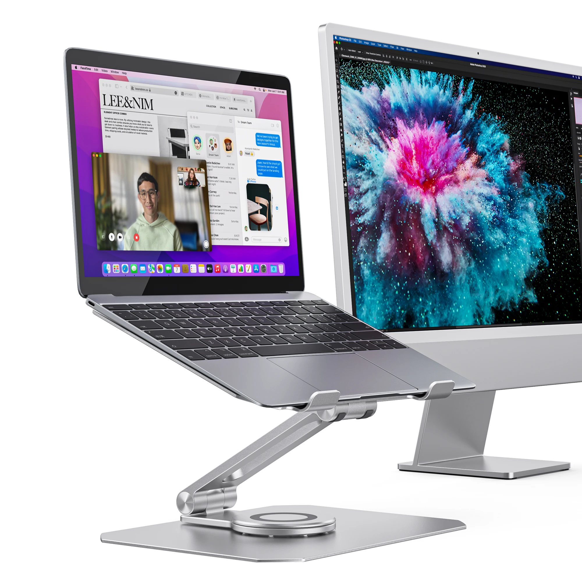 Boneruy Home Office Furniture Aluminum Alloy 360 degree Rotating Swivel Ergonomic Laptop Riser Stand