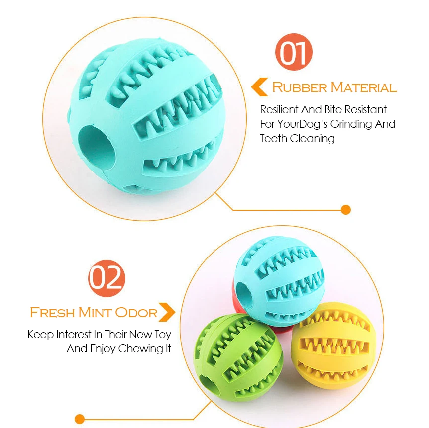 Mint Dog Treat Ball Rolling Durable Training Little Pet Shop Toys Wholesale Manufacturer Customized Rubber Interactive Dog Ball