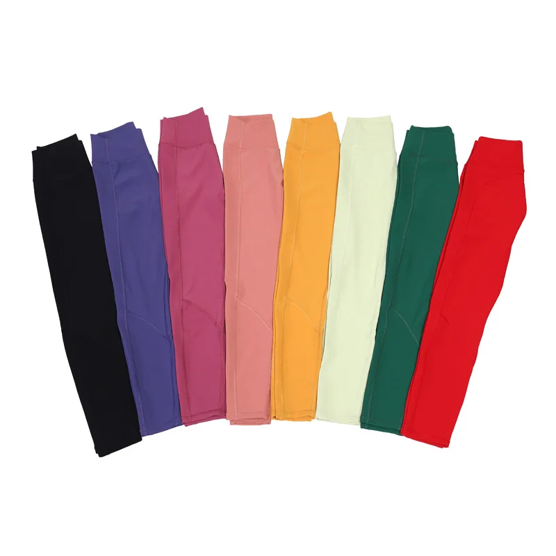 Wholesale  strong colored  Breathable ribbed pants  High Waist Gym Sports Yoga Leggings for women