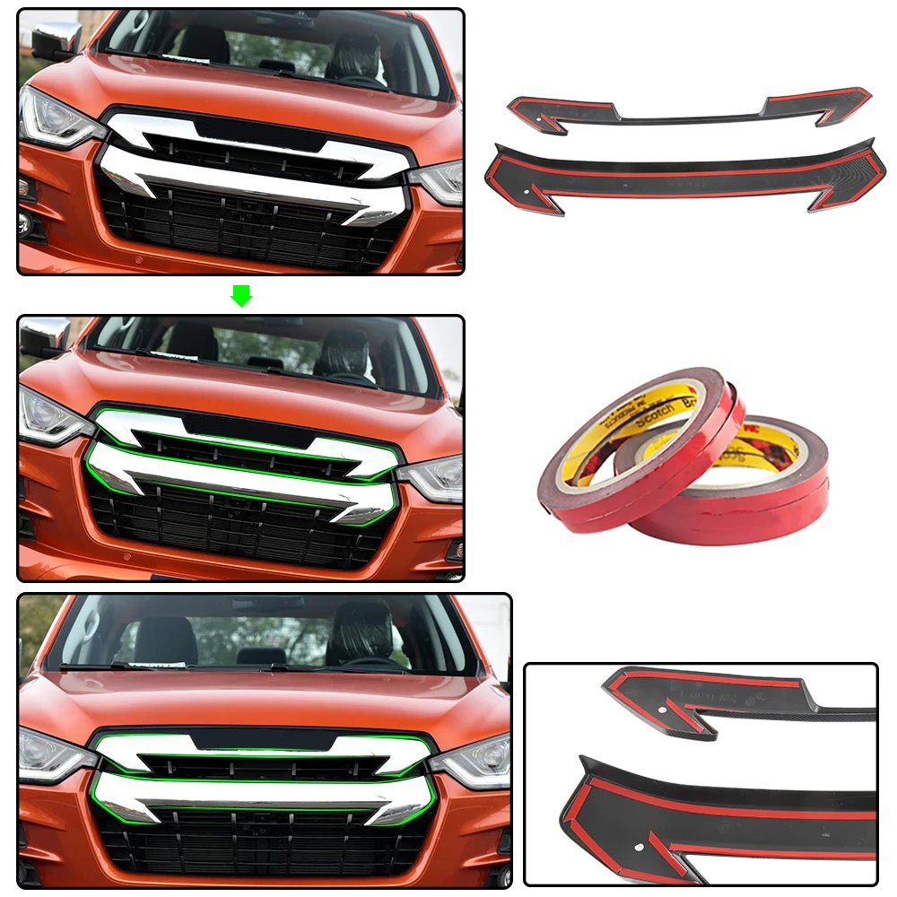 ABS Car Accessories Middle Mesh Trims Middle Front Grill Grille Cover Frame Decoration Exterior For Isuzu D-MAX 2021