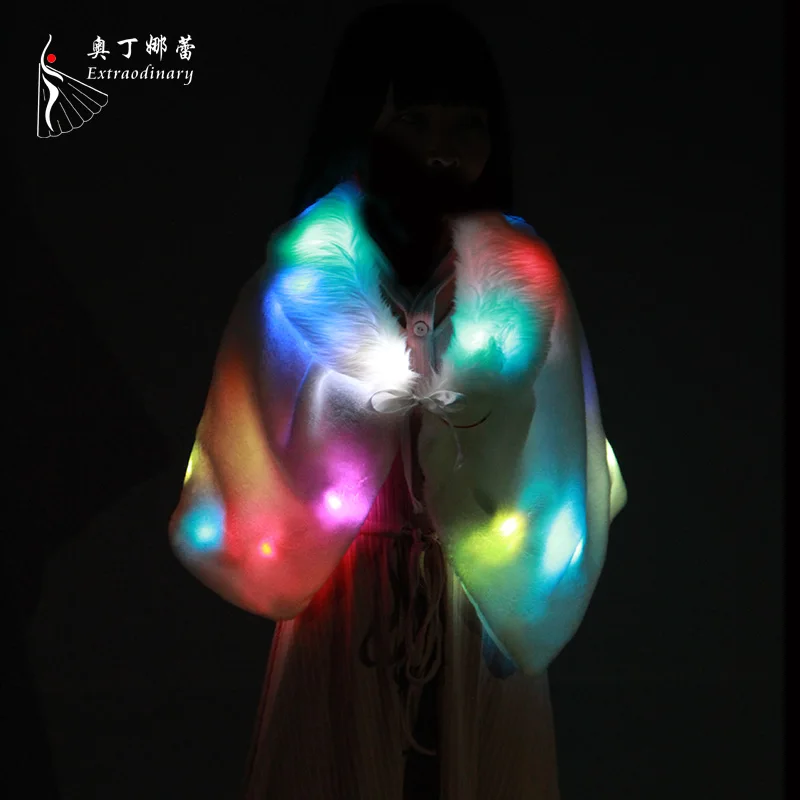 LED light imitation fur cape Halloween Christmas coat Bar party LED light clothing