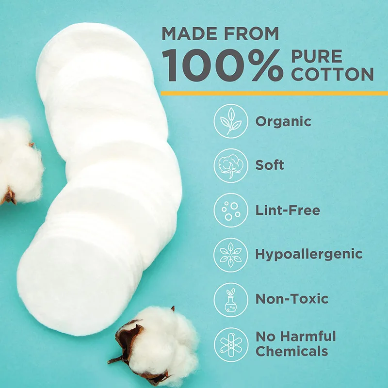 Beiqili 100/120 Pcs Premium Stitched Cotton Rounds 100% Pure Cotton Pads for Removing Makeup Nail Polish and Cleansing Face