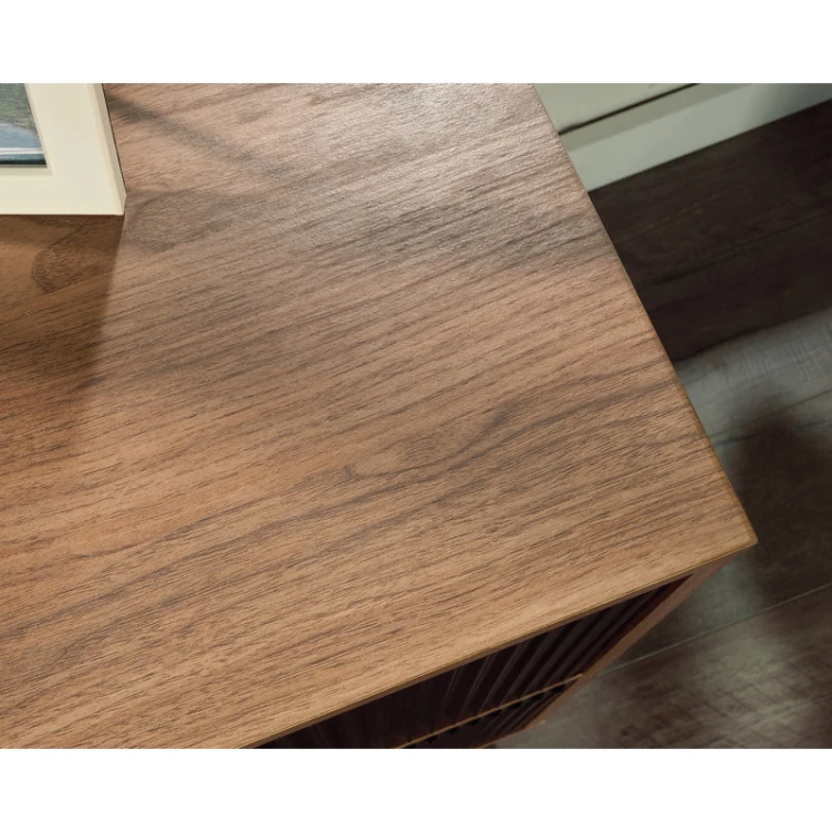 Hot Wholesale Midcentury Two Drawers Fluted Ribbed Panel File Cabinet in Black and Walnut