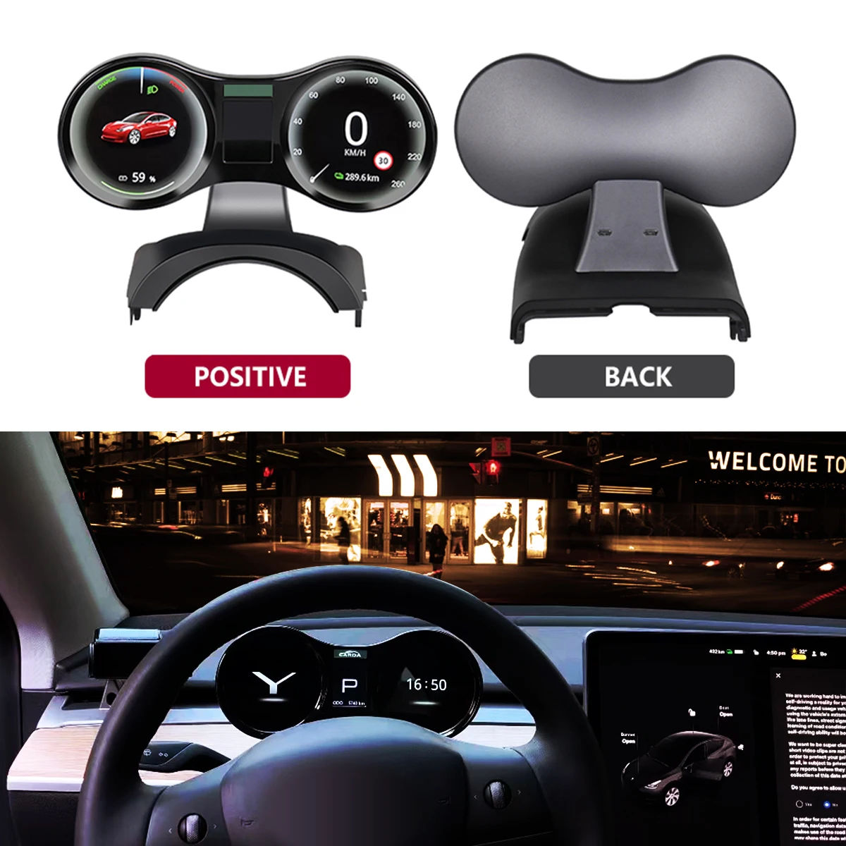 Gauge Cluster Screen Display IPS Screen Car for Tesla Model 3 &Y Multifunction Car Speedometer Real-time Monitor Automotive