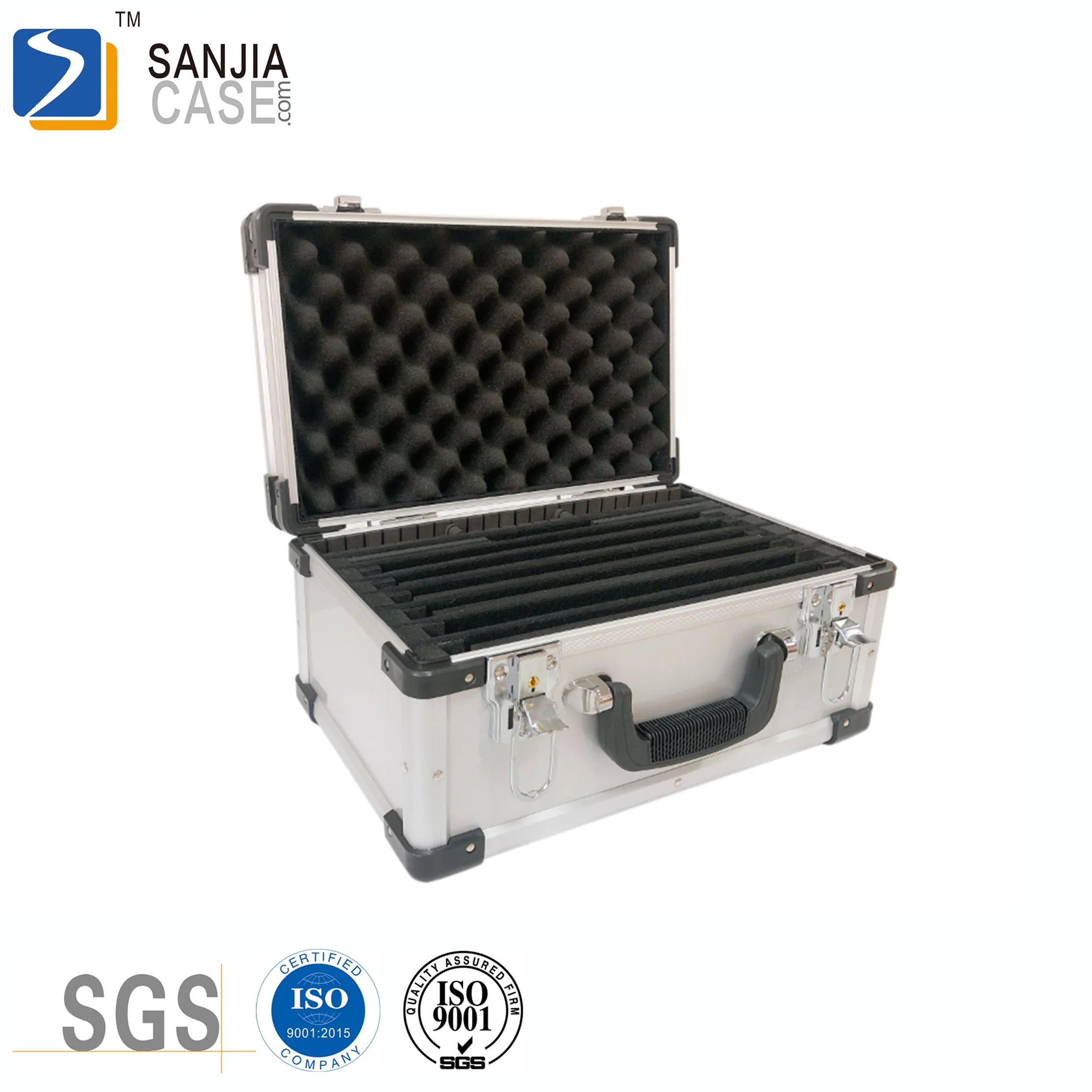 aluminum carry case with large storage with customized die cutting foam for musical instruments camera tool set DJI drone gun