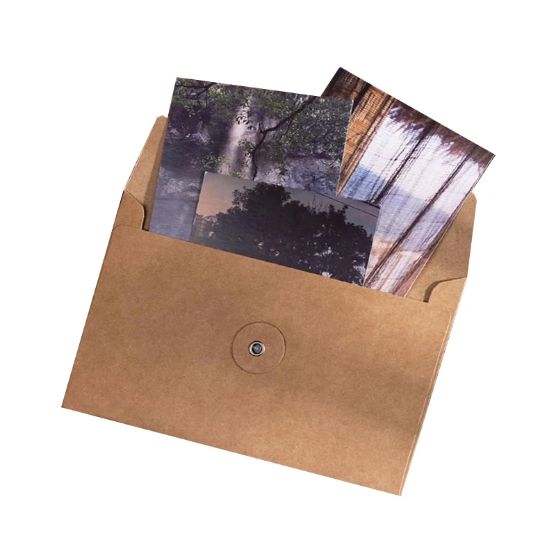 High Quality Kraft Paper Vintage Envelope String Closure Pockets with Button for Mail Postcard Invitation