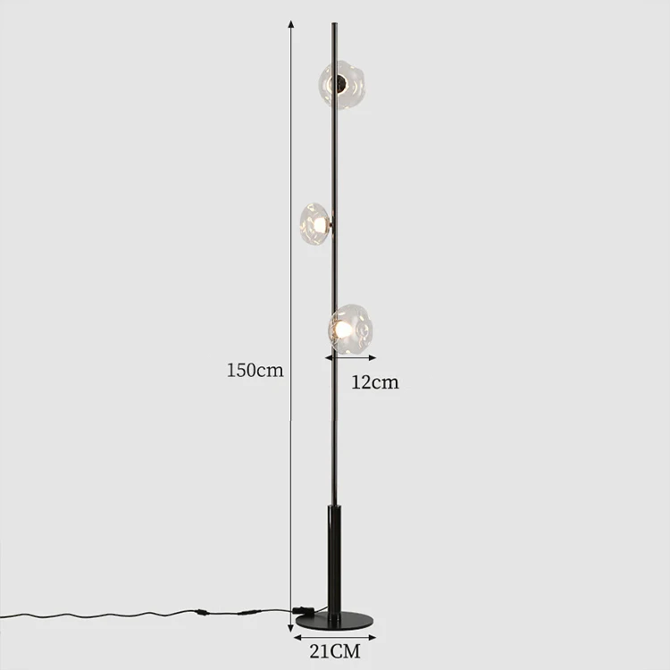 Simple living room LED floor lamp 21W three color changing light gold glass bedroom dining room study decorative floor lamp
