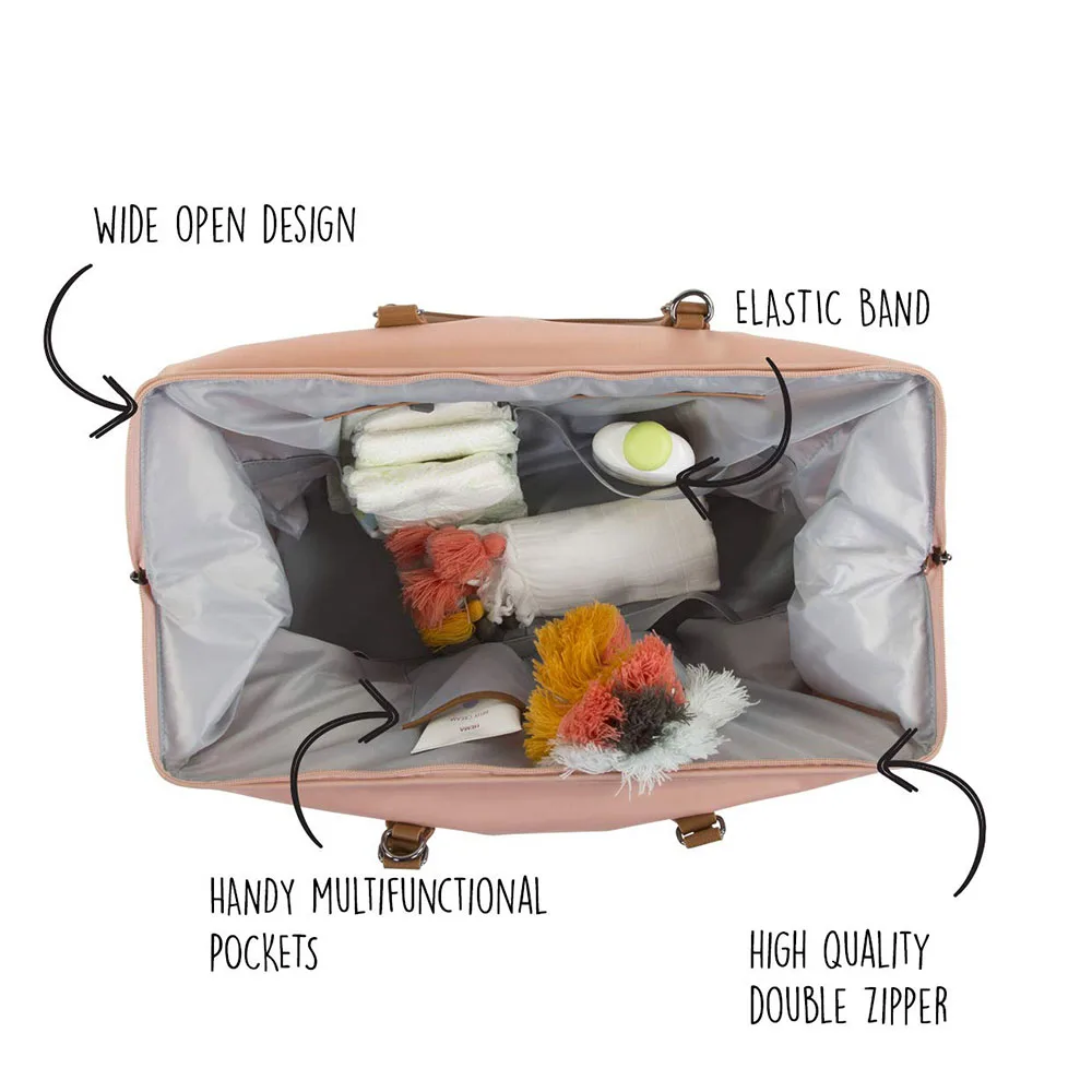 design wide open insulated milk bottle maternity cooler fashion baby Diaper tote nappy mommy bag