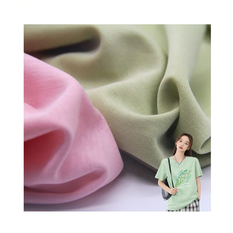 T-shirt Double Cloth 180gsm Lightweight 50s Cotton Nylon Fabric Knit Supplier Manufacturer