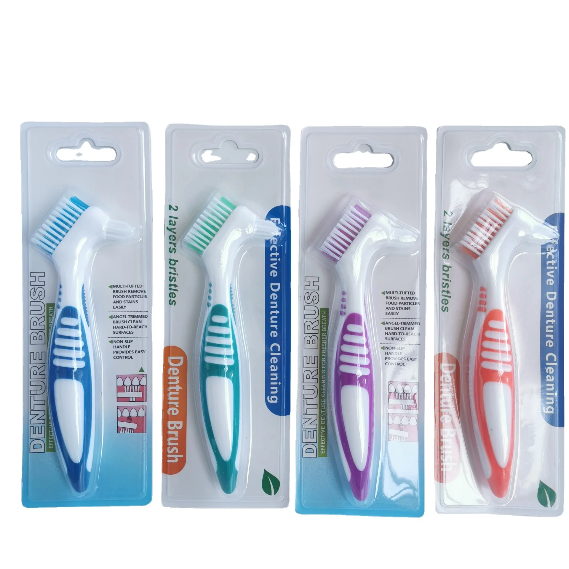 Premium Multi-Layered Bristles & Portable Denture Double Sided Brush toothbrush false teeth cleaner Denture Cleaning Brush