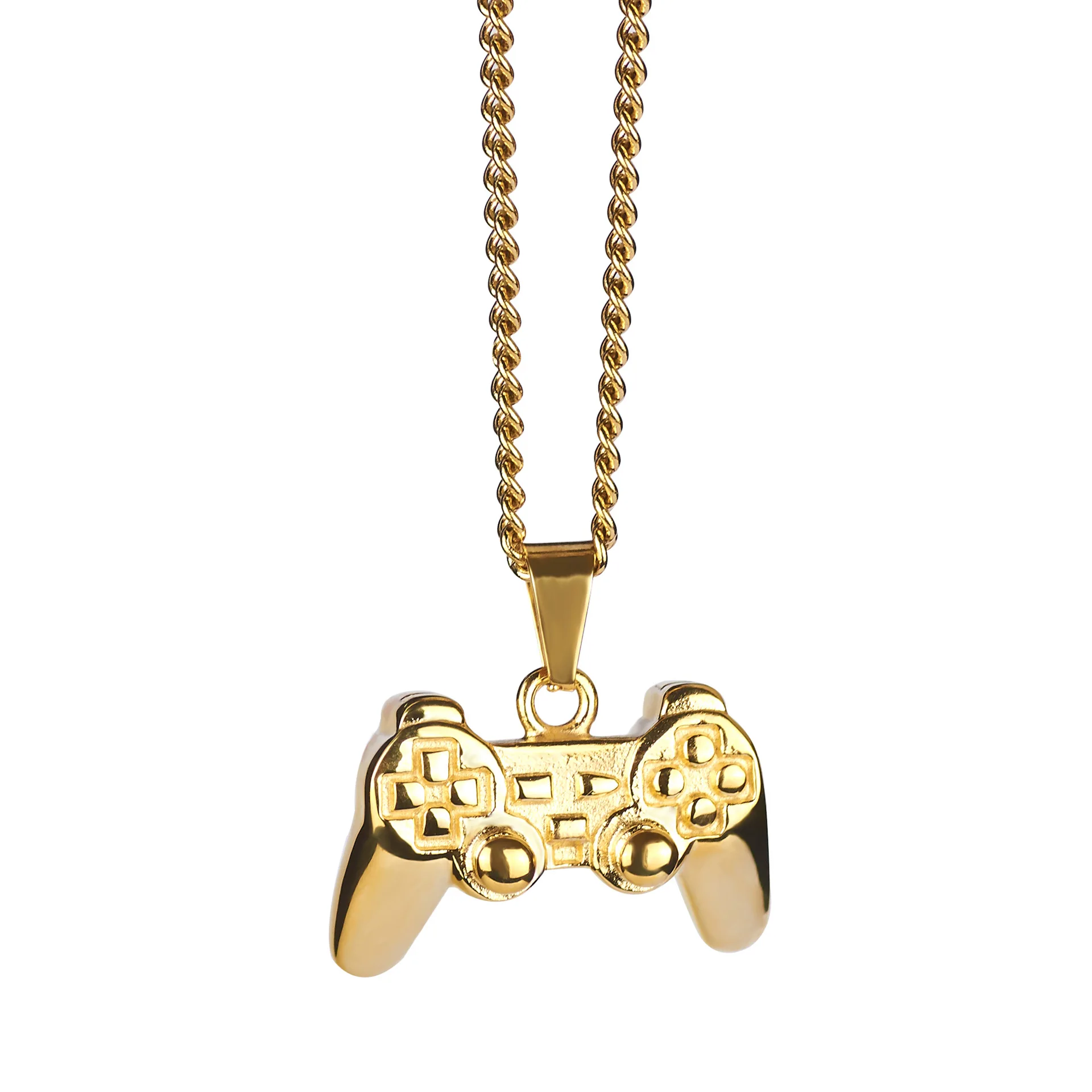 18K Gold PVD Gamepad Pendant Necklace | Stainless Steel Video Game Controller Necklace | Trendy New Fashion Jewelry for Gamers