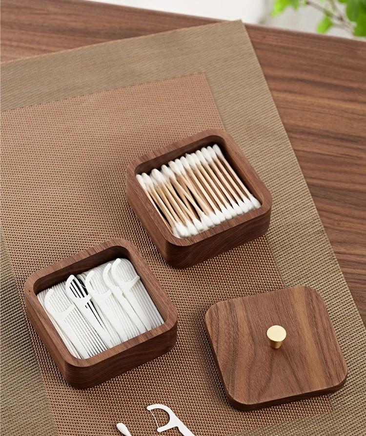 2022 Hot New Products Black Walnut Wood Storage Floss Toothpick Box