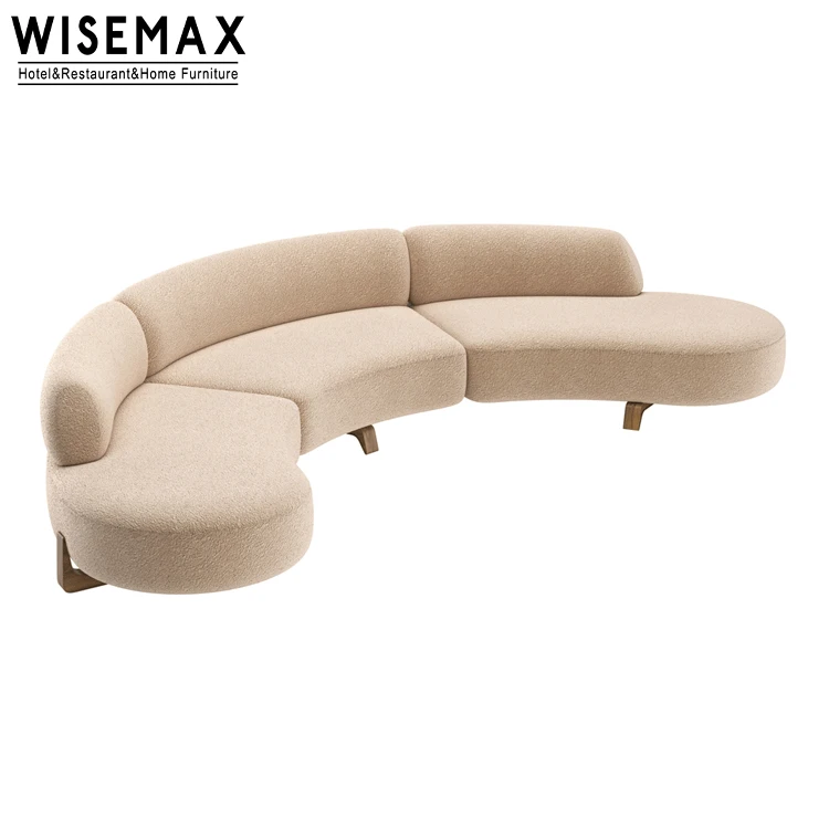 WISEMAX FURNITURE New italy style modern curved design long fabric sofa for living room hotel