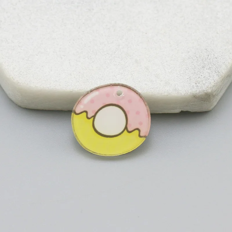 Double Acrylic Heart Burger Omelette Set Resin Crafts Watermelon Key Chains Earrings Charms Pendant for Decoration